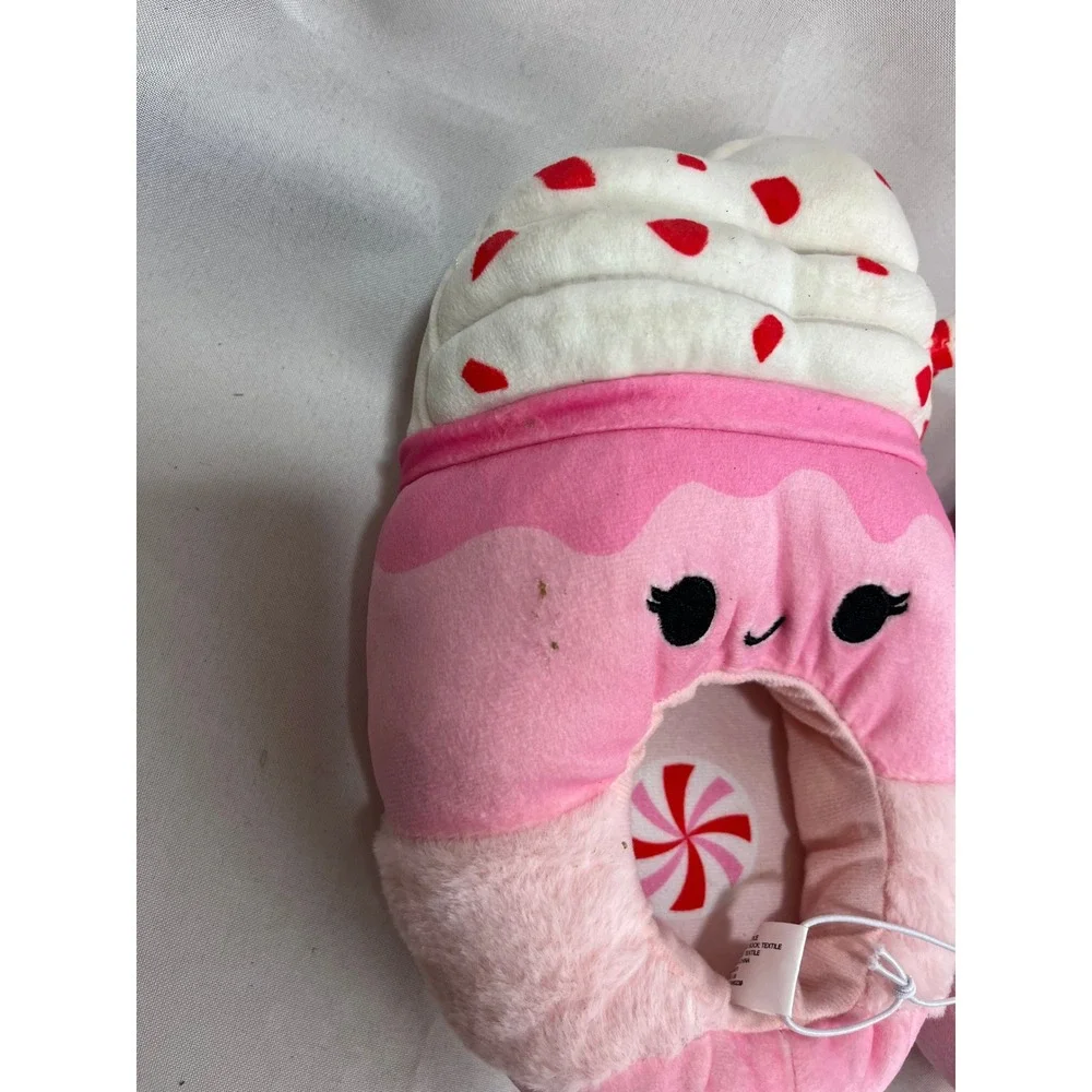 Squishmallows Peppermint Hot Cocoa Pink Plush Slippers Kids Size 4-5 NWT